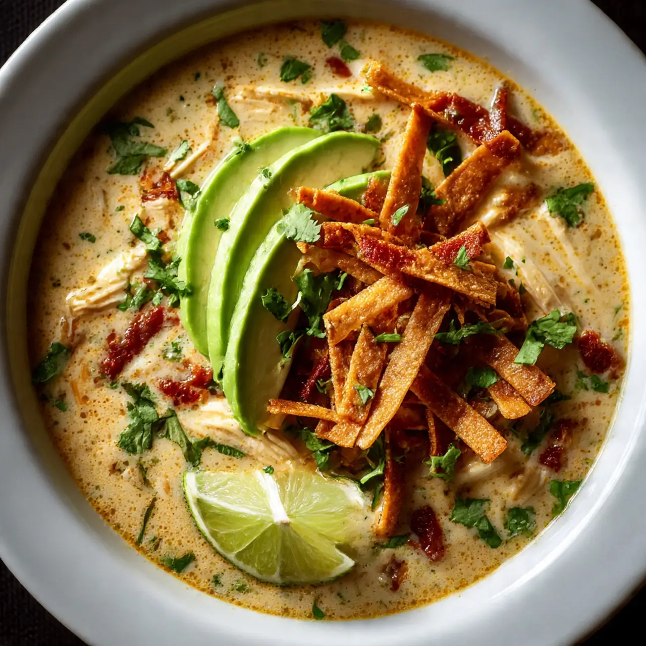30 Minute Creamy Chicken Tortilla Soup