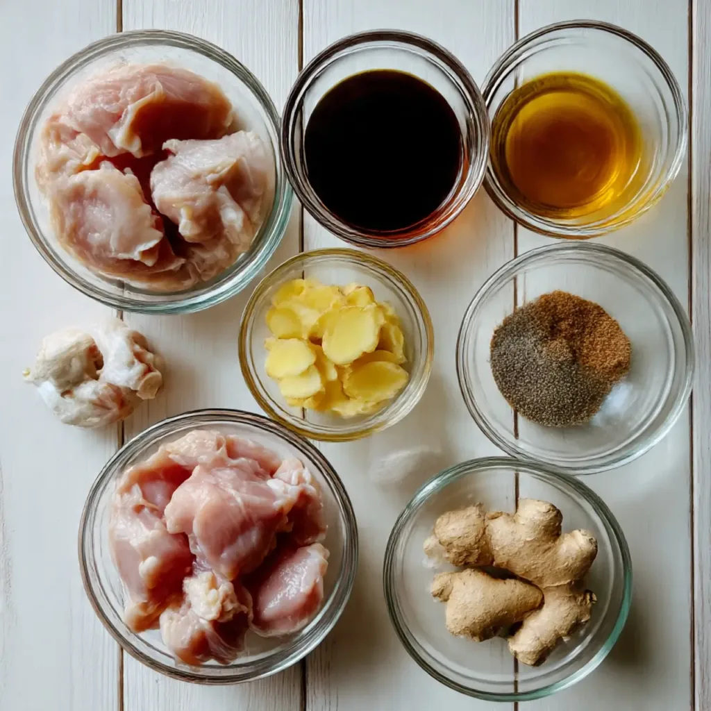 Ingredients for Crockpot Honey Garlic Chicken laid out