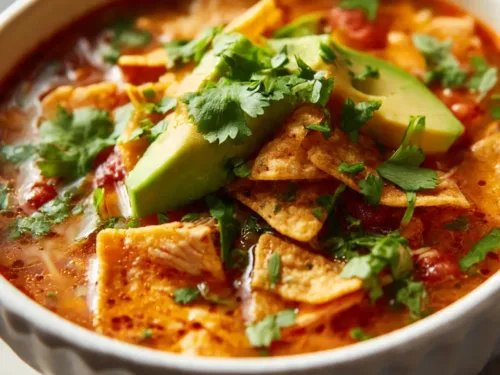 Cheesy Southwestern Chicken Tortilla Soup Recipe
