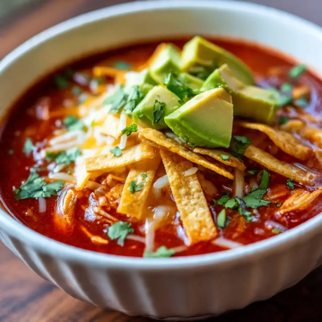 chicken enchilada soup crock pot in bowl