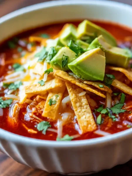 chicken enchilada soup crock pot in bowl