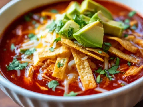 chicken enchilada soup crock pot in bowl