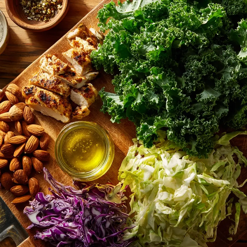chick fil a kale salad ingredients flat lay