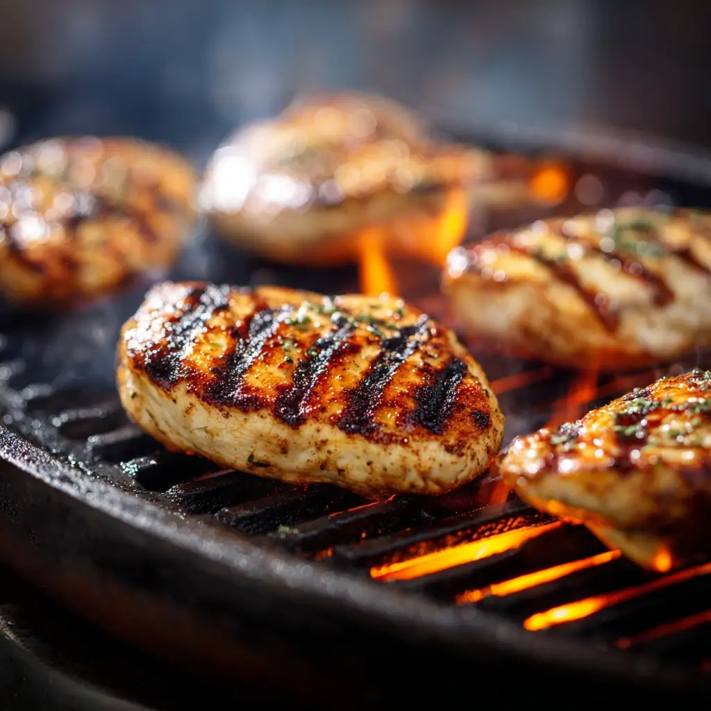 Chicken being grilled for southwest chicken salad