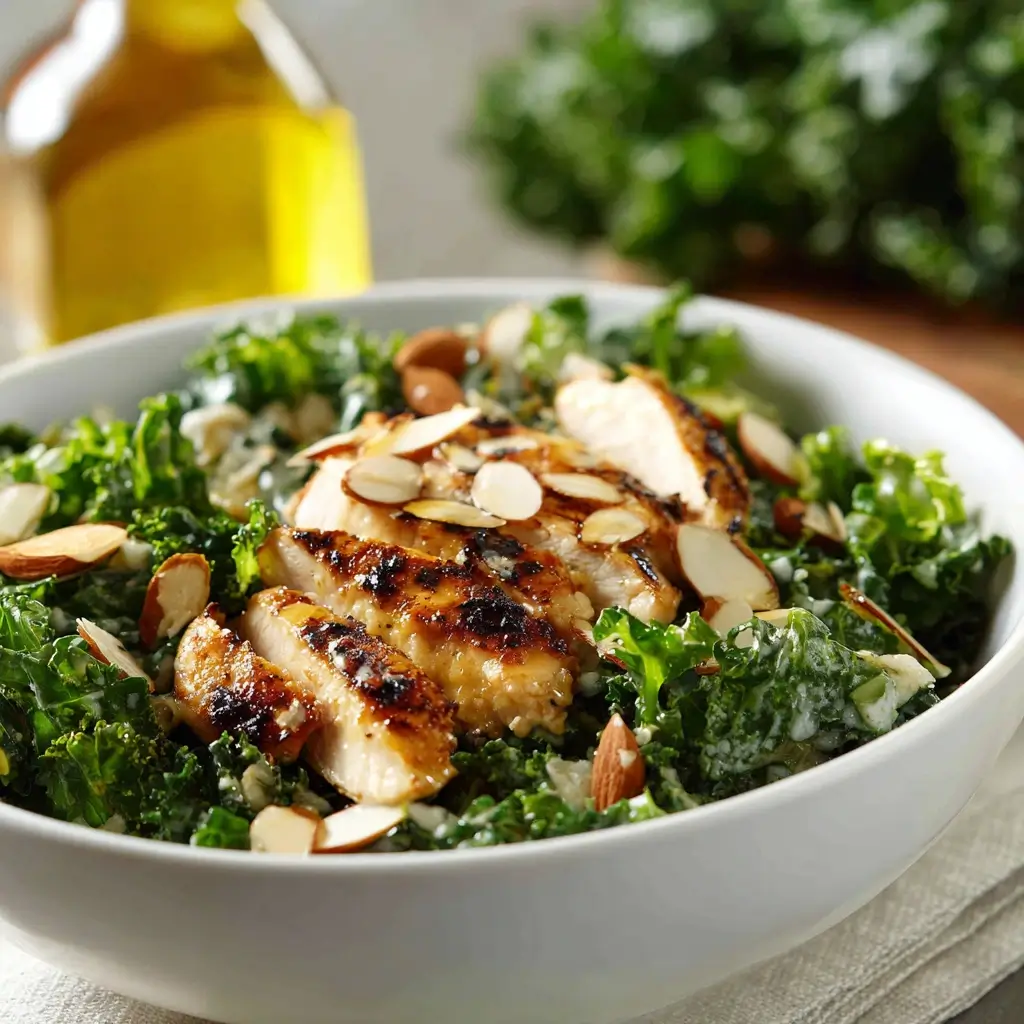 serving chick fil a kale salad with chicken