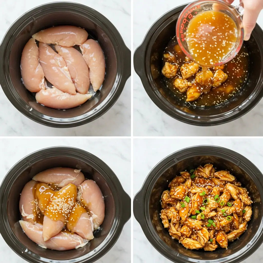 Crockpot chicken steps for honey garlic chicken
