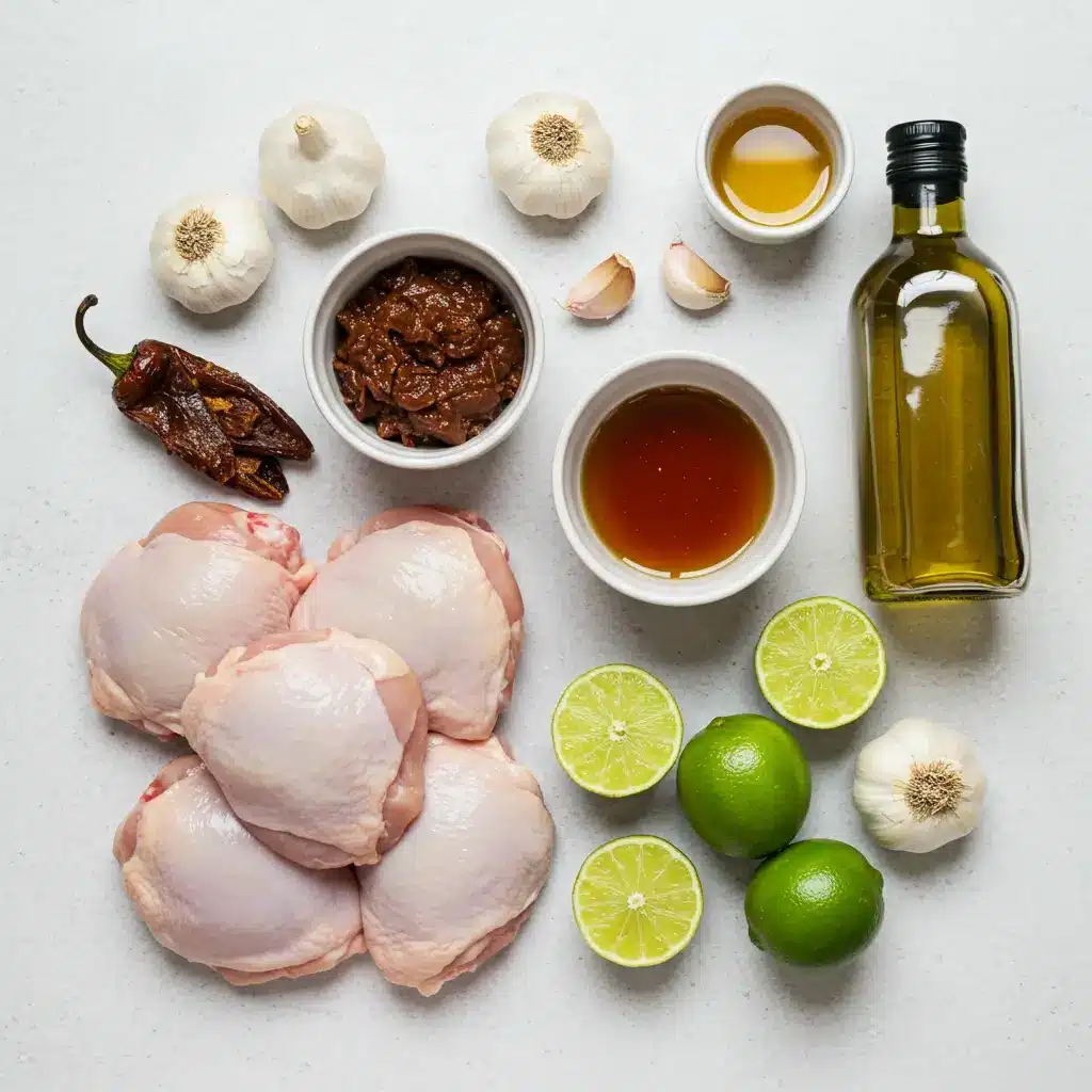 ingredients for chipotle honey chicken copycat recipe laid out on a counter