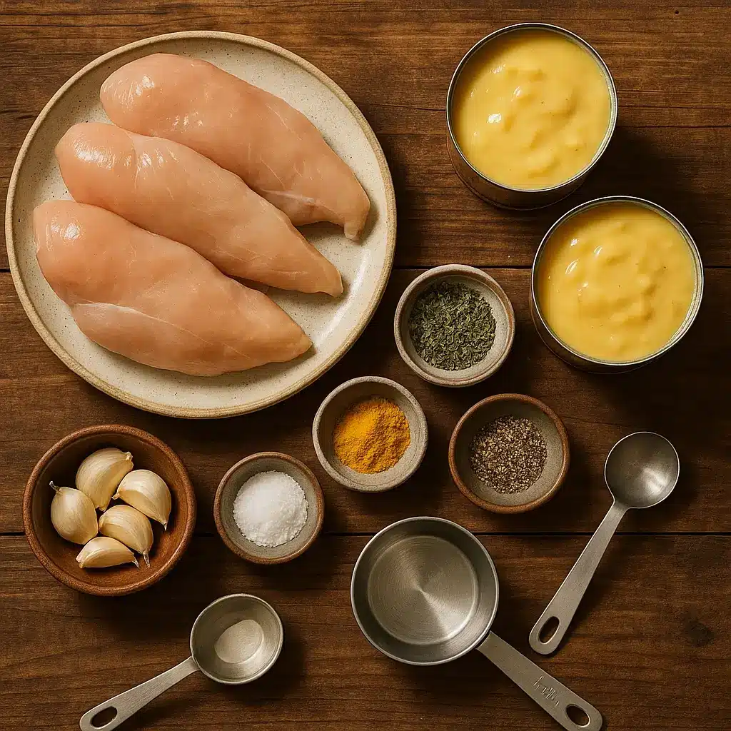ingredients for crockpot chicken and cream of chicken soup