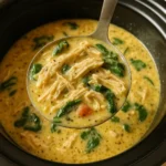 recipe card for crockpot chicken and cream of chicken soup