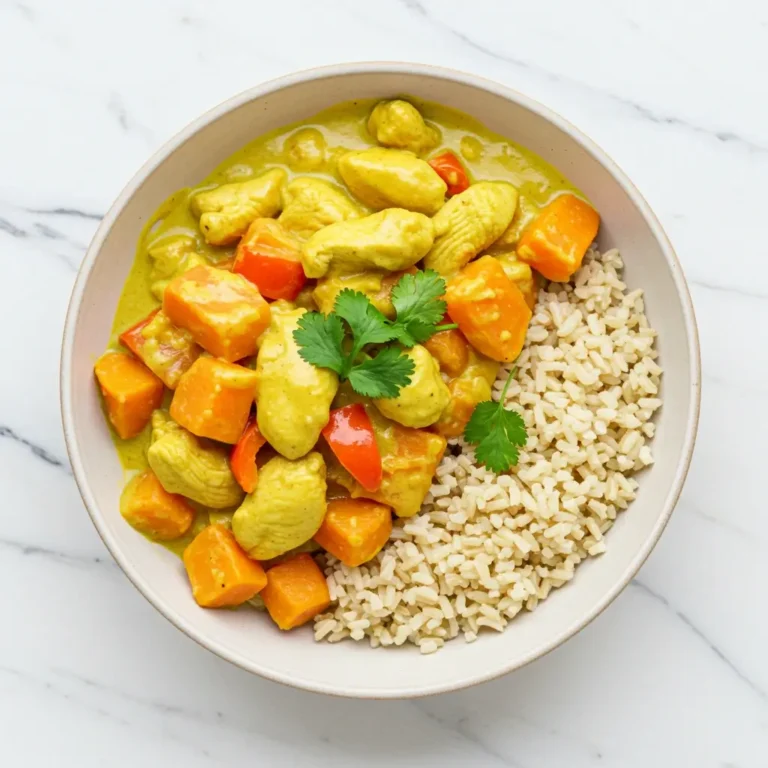 Handwritten recipe card for curried chicken in crockpot