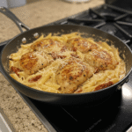 creamy marry me chicken pasta in skillet