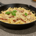 One pot marry me chicken pasta in skillet