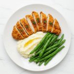 recipe card image for onion crunch chicken