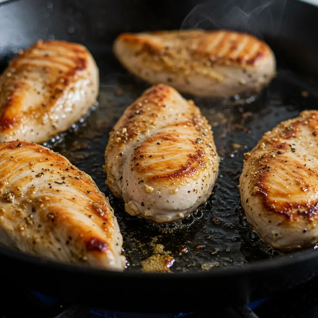 Chicken searing for LongHorn style parmesan crusted chicken