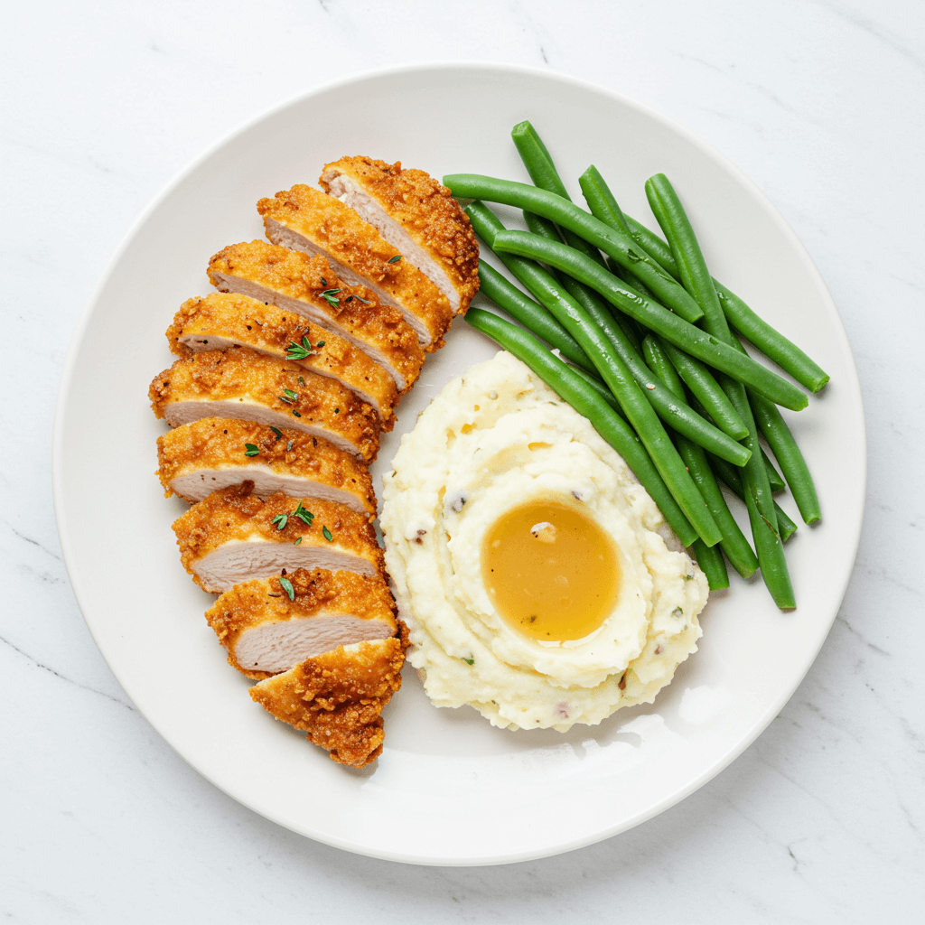 serving onion crunch chicken with sides