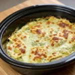 Slow cooker pesto chicken Alfredo ravioli lasagna recipe card