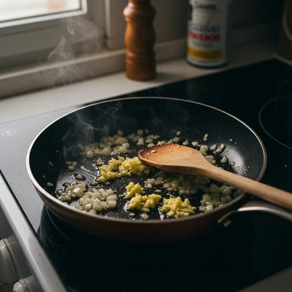 Sautéing aromatics for curried crockpot chicken