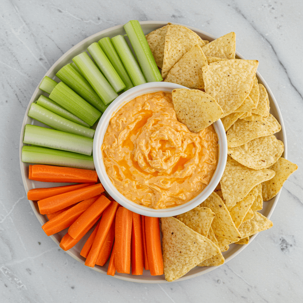 serving buffalo chicken dip with cottage cheese
