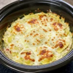 Slow Cooker Pesto Chicken Alfredo Ravioli Lasagna Recipe fresh and bubbling