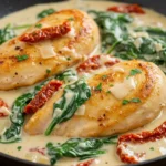 Marry me chicken with spinach in creamy sauce