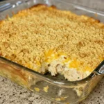 Printable recipe card for ritz cracker chicken casserole recipe