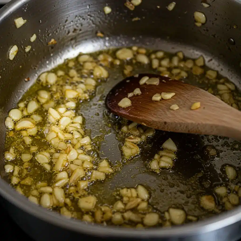 sautéing garlic and onion for chicken soup
