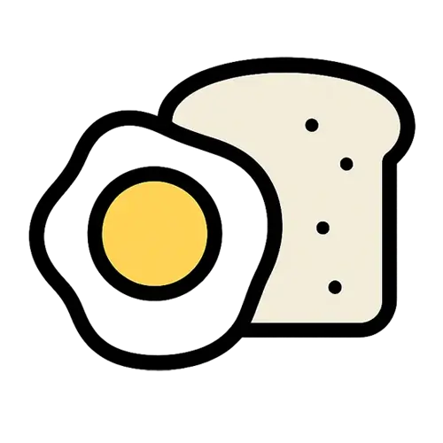 Breakfast chicken recipes icon – eggs and chicken breakfast plate illustration