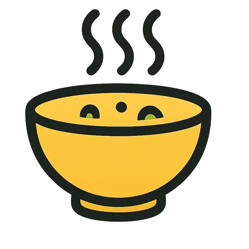 Chicken soup recipes icon – steaming bowl illustration