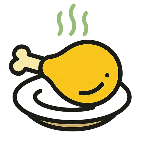 Dinner chicken recipes icon – roasted chicken drumstick illustration