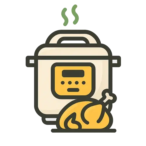 Instant Pot chicken recipes icon – pressure cooker with chicken illustration