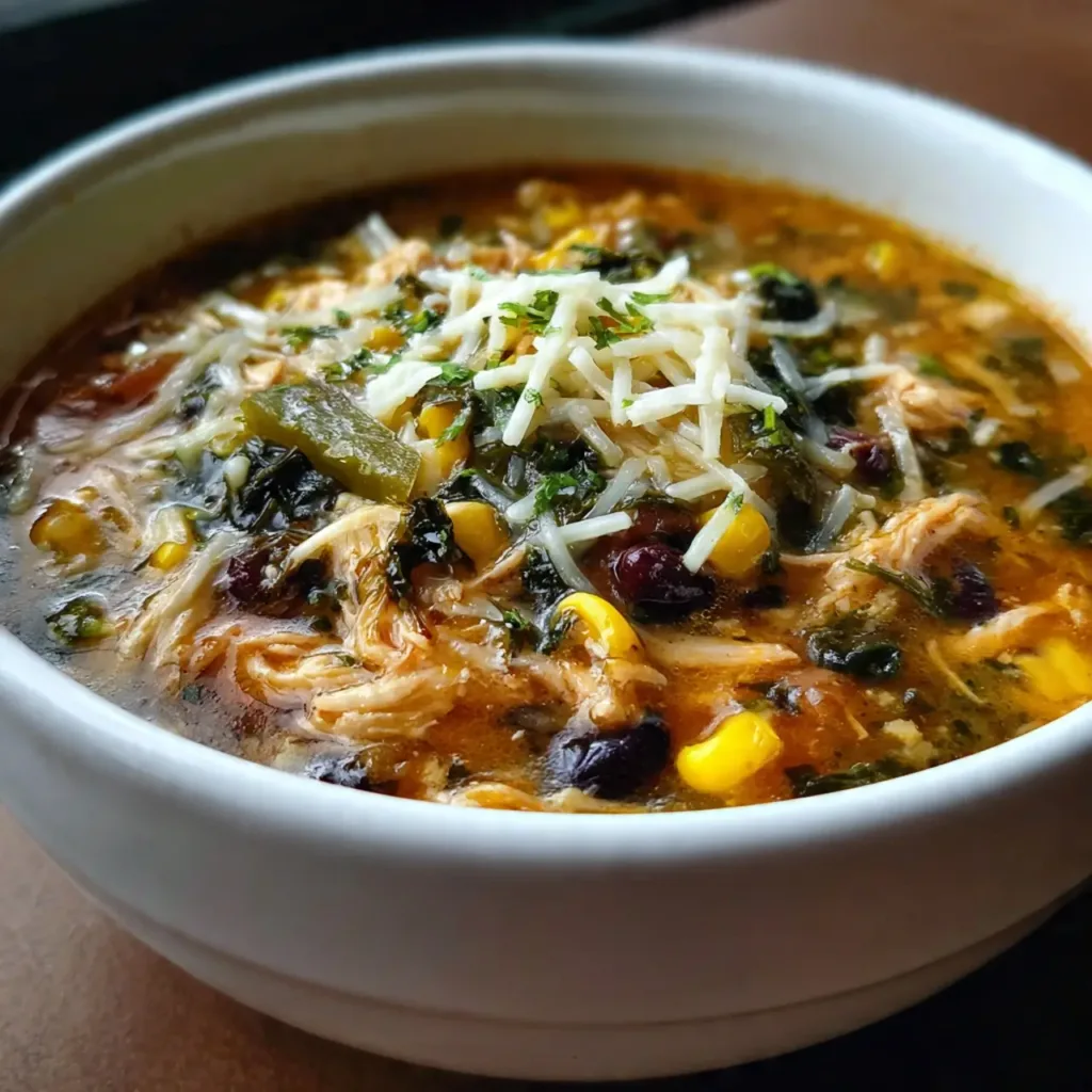 Chicken Poblano Soup serving in bowl