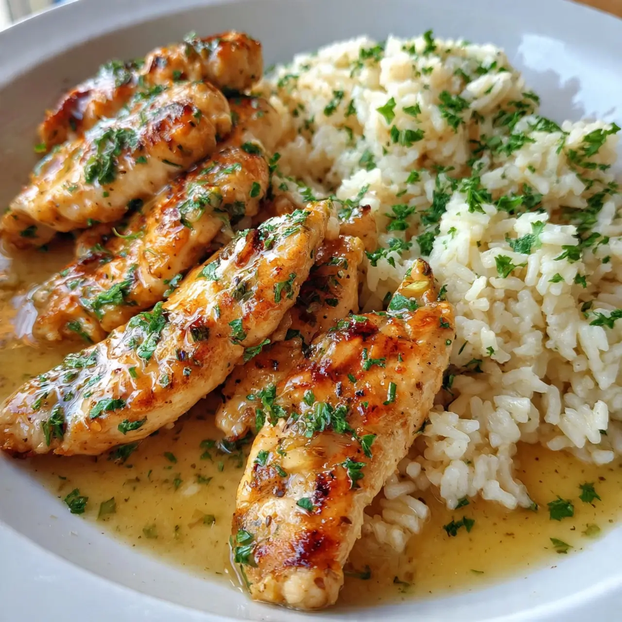 Chicken Scampi With Garlic Parmesan Rice