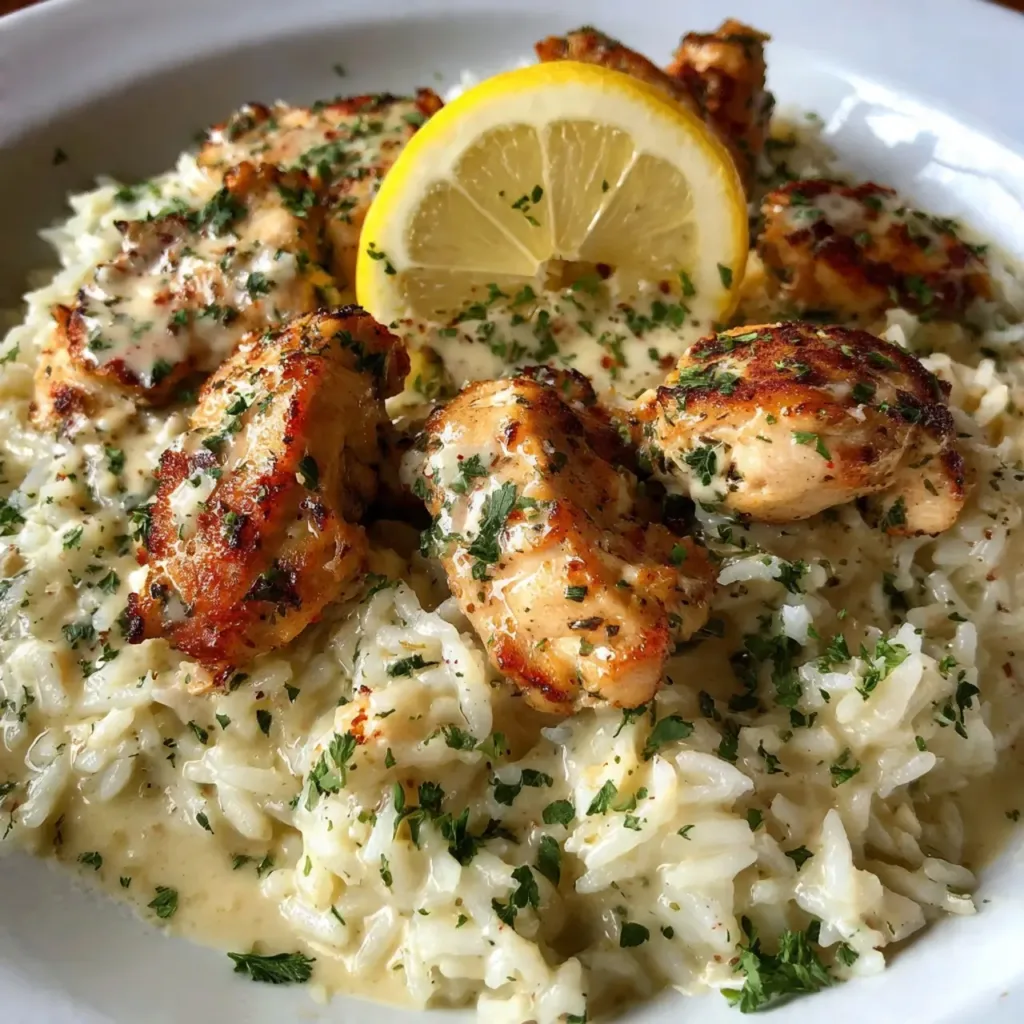 Served Chicken Scampi Garlic Rice