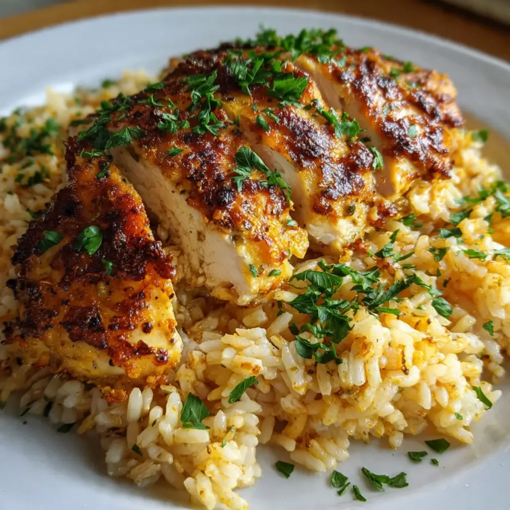 Served Chicken and Rice