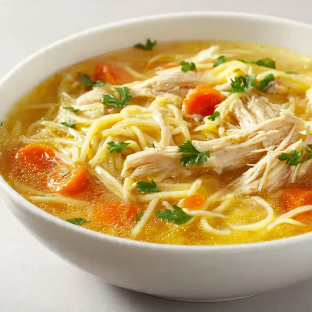 Served Slow Cooker Chicken Noodle Soup