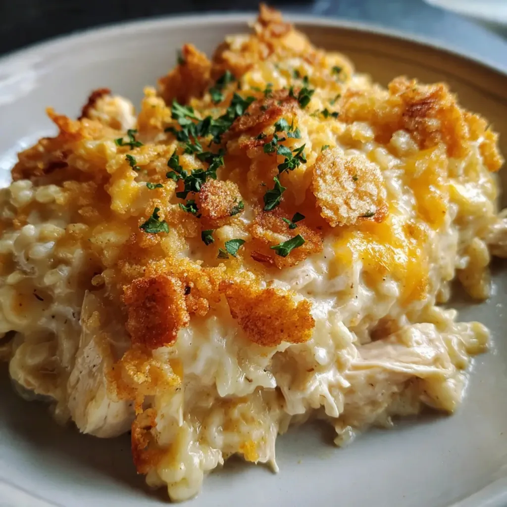 Chicken and Rice Casserole with Ritz Topping