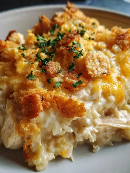 Chicken and Rice Casserole with Ritz Topping