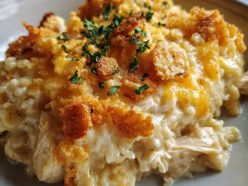 Chicken and Rice Casserole with Ritz Topping