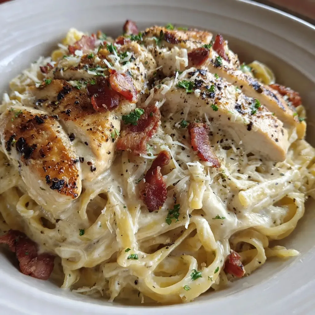 Alfredo Chicken Carbonara Serving