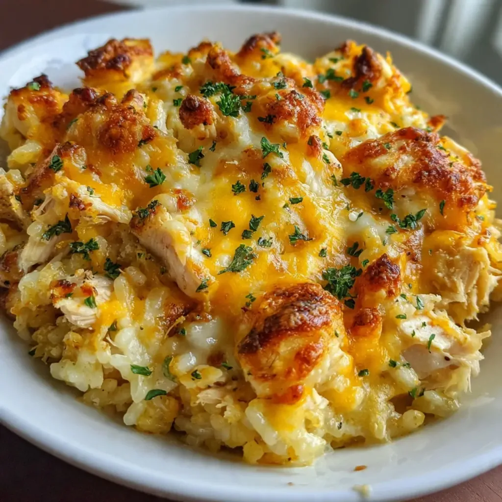 Cheesy Chicken Rice Casserole Bake