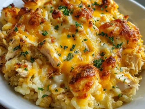 Cheesy Chicken Rice Casserole Bake