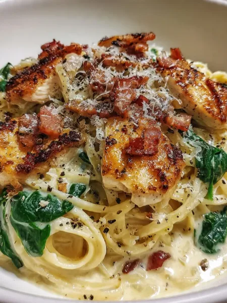 Chicken Carbonara with Spinach