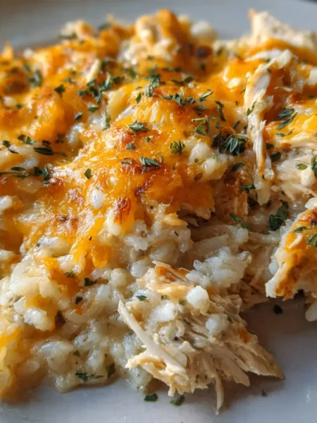 Classic Chicken and Rice Casserole with Cheesy Topping