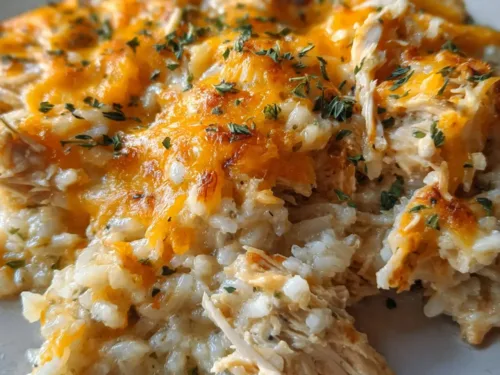 Classic Chicken and Rice Casserole with Cheesy Topping