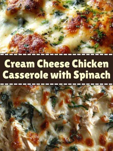 Cream Cheese Chicken Casserole with Spinach