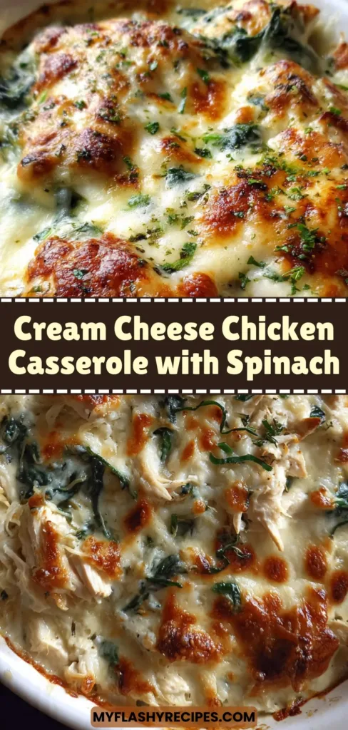 Cream Cheese Chicken Casserole with Spinach