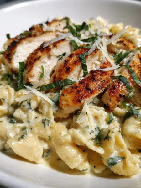 Creamy Basil Alfredo Chicken Pasta