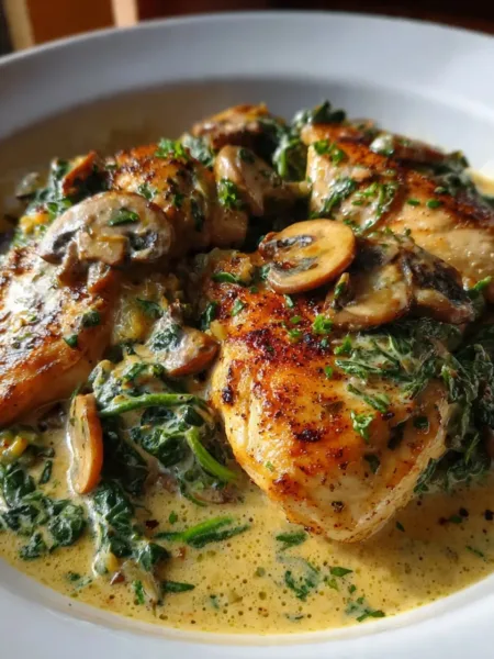 Creamy Chicken with Spinach and Mushrooms