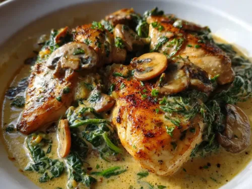 Creamy Chicken with Spinach and Mushrooms