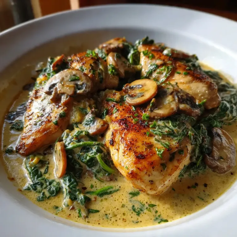 Creamy Chicken with Spinach and Mushrooms